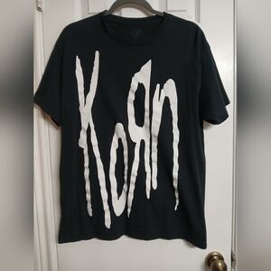 KORN Black T-Shirt with White Logo - Size L